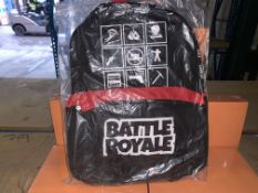 24 X BRAND NEW BOXED BATTLE ROYALE LARGE BACKPACKS WITH FRONT POCKETS