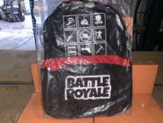 24 X BRAND NEW BOXED BATTLE ROYALE LARGE BACKPACKS WITH FRONT POCKETS
