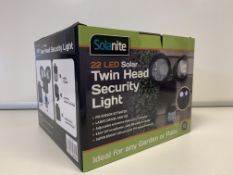 12 X BRAND NEW BOXED SOLANITE 22 LED SOLAR TWIN HEAD SECURITY LIGHTS (SENSOR ACTIVATED)