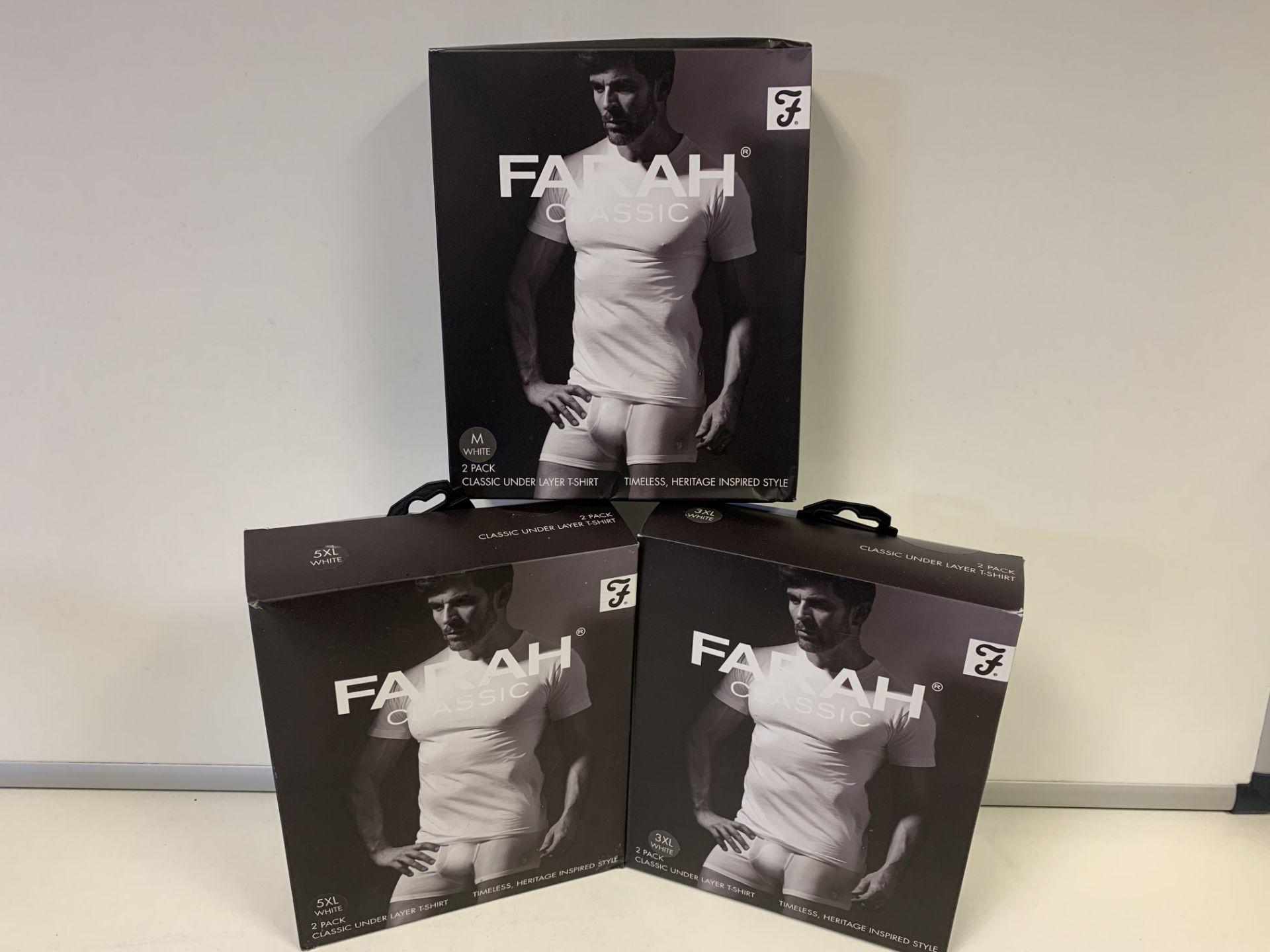 5 X BRAND NEW PACKS OF 2 FARAH CLASSIX WHITEB UNDER LAYER T SHIRTS SIZE 5XL