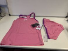 (NO VAT) 8 X BRAND NEW CHILDRENS NIKE 2 PIECE PINK TANKINI SIZE XHILDRENS XL