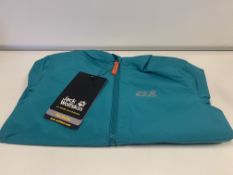 (NO VAT) 3 X BRAND NEW JACK WOLFSKIN TURQUOISE JACKETS SIZE 7-8 YEARS