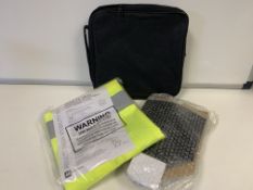 7 X BRAND NEW AA WINTER SURVIVAL PACKS INCLUDING HIGH VIS VESTS, SNOW SHOVEL, FOIL BLANKET