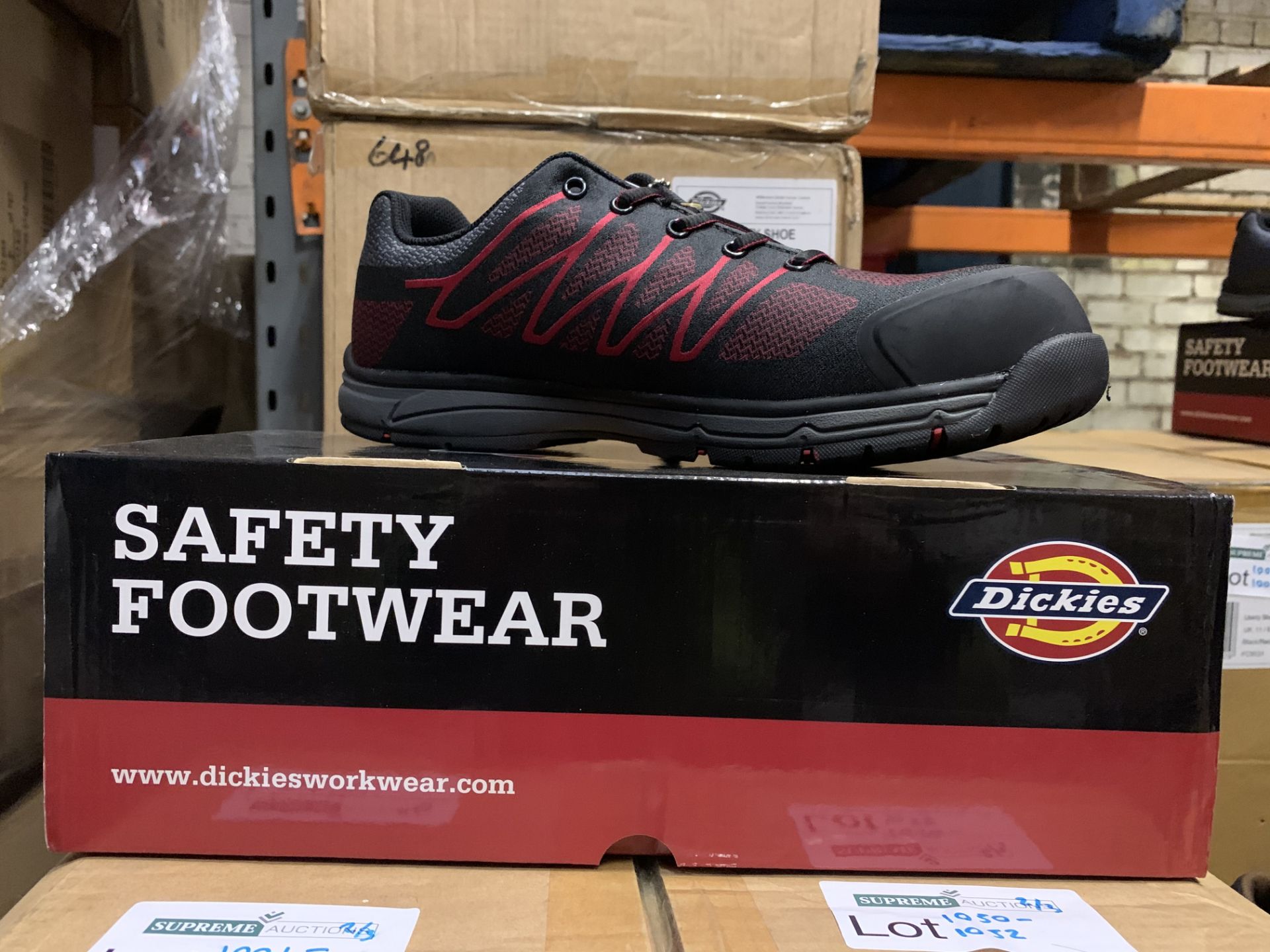 4 X BRAND NEW BOXED DICKIES LIBERTY WORK SHOES SIZE 11 BLACK/RED RRP £70 EACH