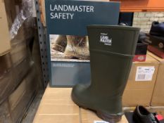 4 X BRAND NEW BOXED DICKIES LANDMASTER SAFETY WELLINGTON BOOTS GREEN/BROWN SIZE 6.5 RRP £65 EACH