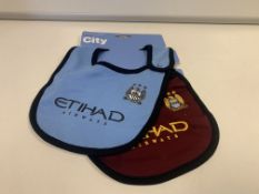 (NO VAT) 8 X BRAND NEW MAN CITY 2 PACK HOME AND AWAY BIBS