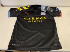 (NO VAT) 9 X BRAND NEW MAN CITY FC AWAY JERSSEY SIZE 9-10 YEARS