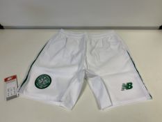 (NO VAT) 8 X BRAND NEW CHILDRENS CELTIC FC NEW BALANCE SHORTS SIZE LB