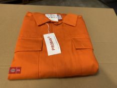 7 X BRAND NEW DICKIES ORANGE PROBAN COVERALLS SIZE 48 RRP £50 EACH