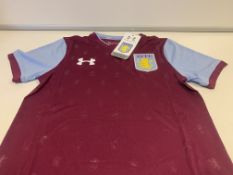 (NO VAT) 9 X BRAND NEW ASTON VILLA UNDER ARMOUR HOME SHIRTS SIZE YOUTH MEDIUM