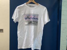 (NO VAT) 12 X BRAND NEW BILLABONG CAREY WHITE T SHIRTS IN VARIOUS SIZES RRP £18 EACH