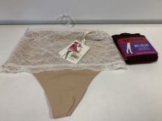 40 PIECE MIXED SPANX LOT INCLUDING CHANTILLY LACE THONGS AND SOCKS