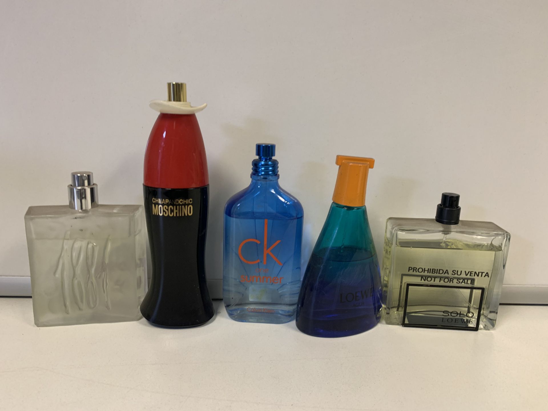 5 X TESTER PERFUMES 90-100% FULL INCLUDING MOSCHINO, CALVIN KLEIN ETC