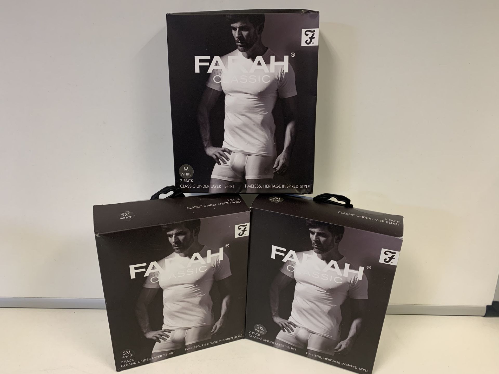 5 X BRAND NEW PACKS OF 2 FARAH CLASSIX WHITEB UNDER LAYER T SHIRTS SIZE 5XL