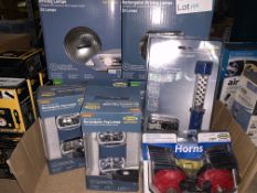 8 PIECE LOT INCLUDING DUAL DRIVING LAMPS, LED INSPECTIONJ LAMP, FOG LAMPS, ETC