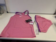 (NO VAT) 8 X BRAND NEW CHILDRENS NIKE 2 PIECE PINK TANKINI SIZE XHILDRENS XL