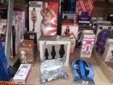 ADULT TOY LOT INCLUDING VIBRATORS, COSTUMES, ETC