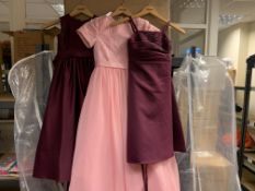 3 X BRIDESMAID DRESSES IN VARIOUS STYLES AND SIZES