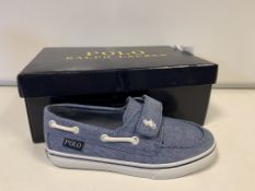 (NO VAT) 4 X BRAND NEW CHILDRENS POLO RALPH LAUREN BLUE BATTEN SHOES VARIOUS SIZES