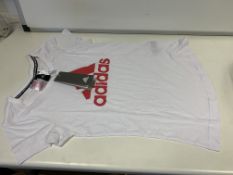 (NO VAT) 8 X BRAND NEW ADIDAS WHITE/PINK CHILDRENS T SHIRTS SIZE 11-12 YEARS