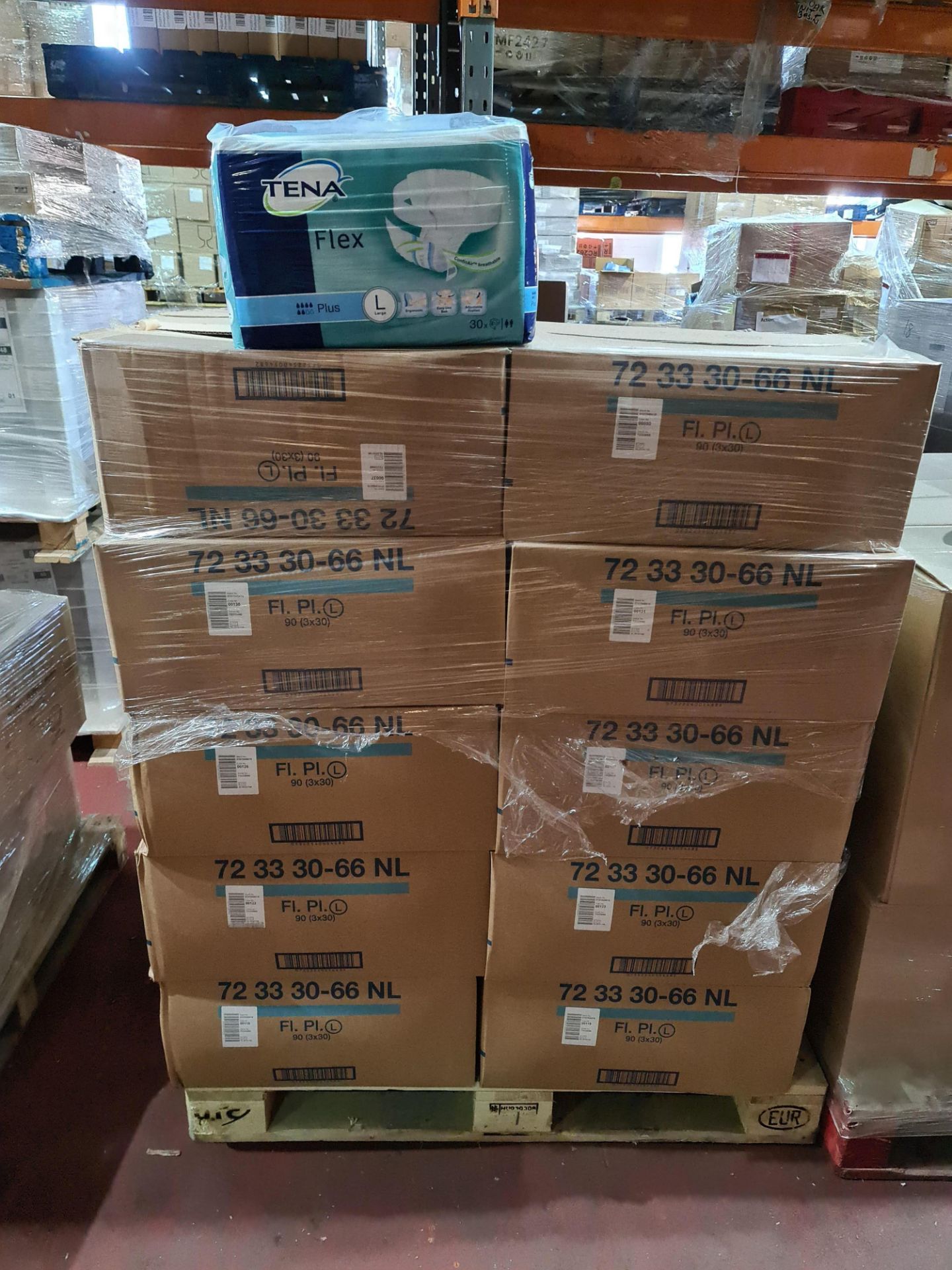 (H34) PALLET TO CONTAIN 60 x NEW SEALED PACKS OF 30 TENA FLEX PLUS LARGE PADS - Image 2 of 2