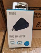 PALLET TO CONTAIN 400 x NEW BOXED TESCO MICRO HDMI ADAPTOR - NICKEL PLATED. RRP £12 EACH (77/18)