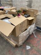 1 x pallet of garden accessories. Pallet containing different style and size lights, ornaments,