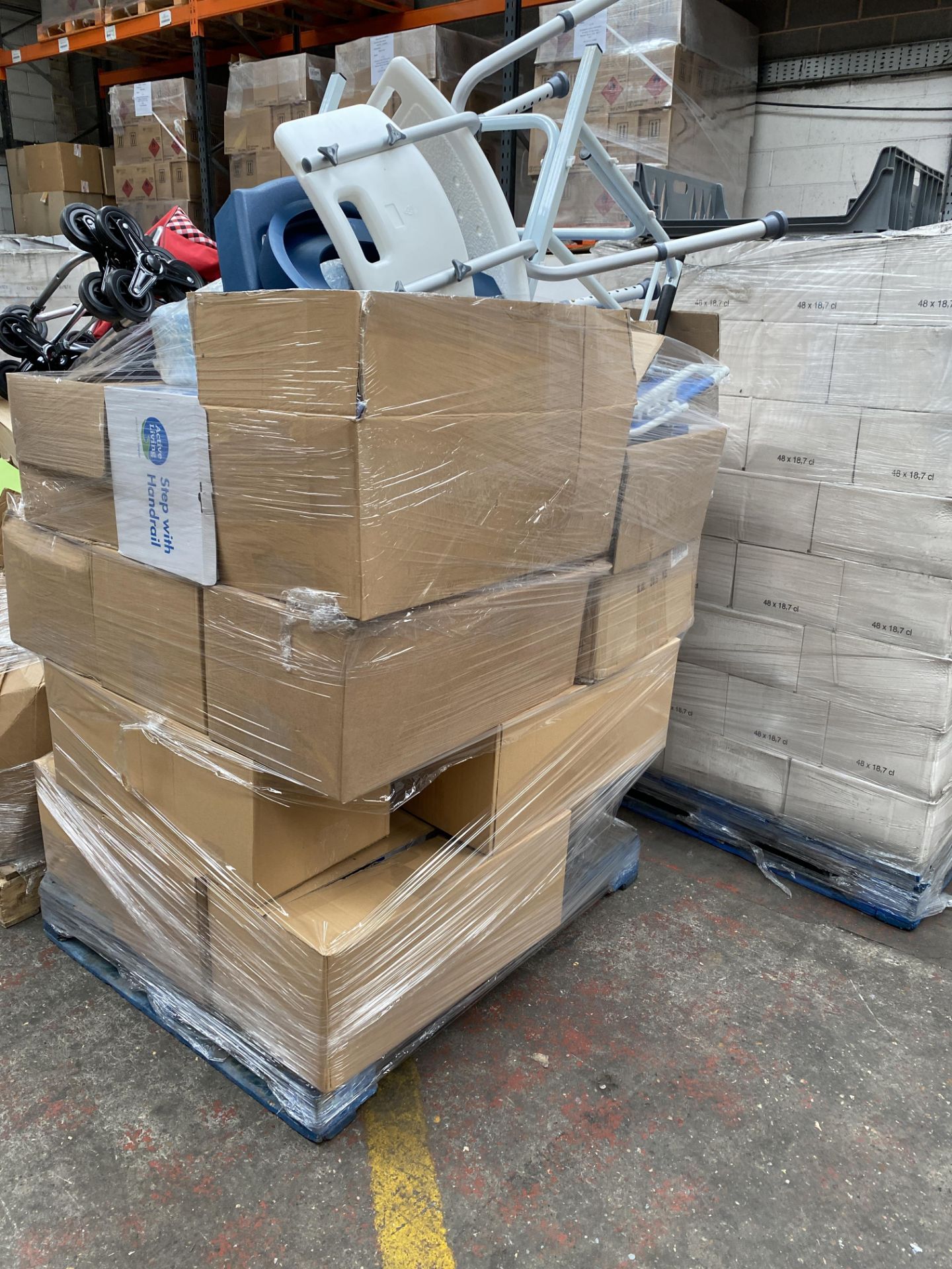 1 x pallet of Living Aid equipment. Full pallet full of equipment to support living. Walking sticks,