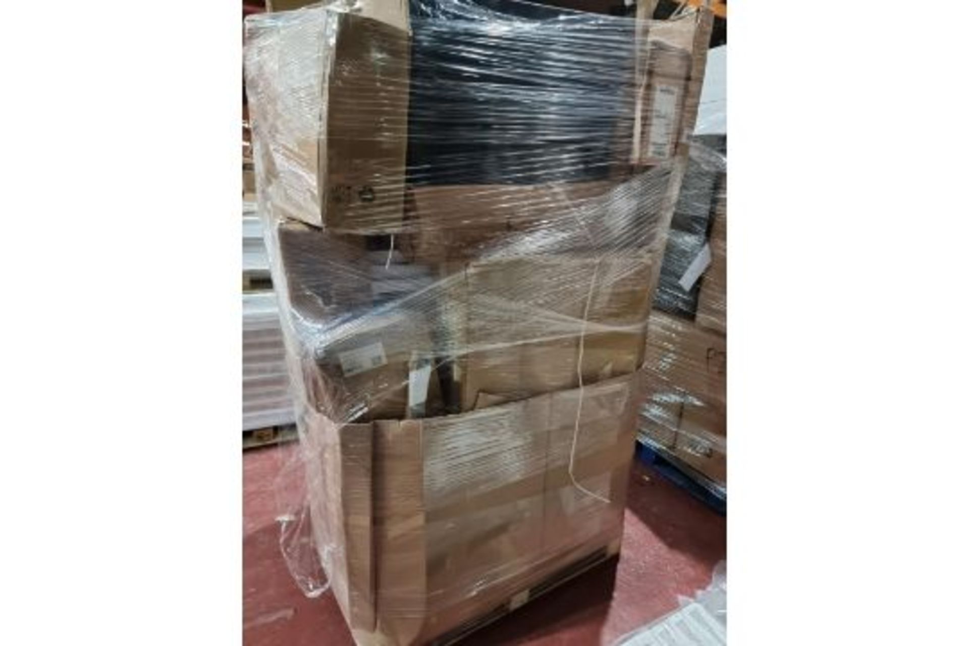 (P1) LARGE PALLET TO CONTAIN VARIOUS ITEMS TO INCLUDE SHOWER DOOR, VANITY UNIT, WETROOM PANEL