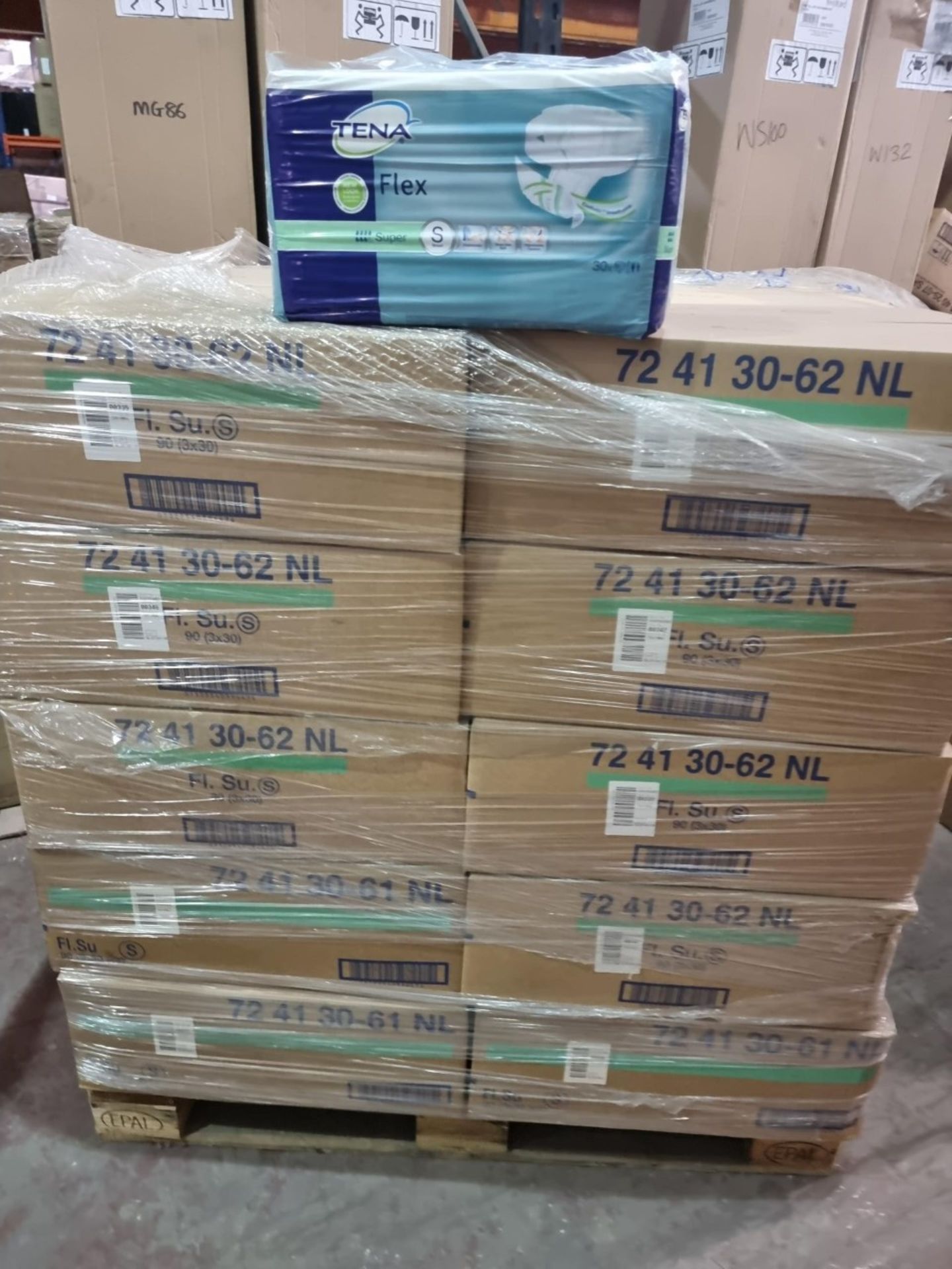 NO VAT (J205) PALLET TO CONTAIN 48 x NEW SEALED PACKS OF 30 TENA FLEX SUPER PADS SIZE SMALL - Image 2 of 2