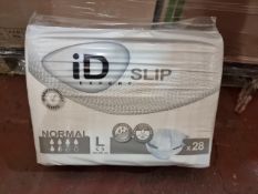 NO VAT (J106) PALLET TO CONTAIN 40 x NEW SEALED PACKS OF 28 ID SLIP EXPERT NORMAL PADS LARGE