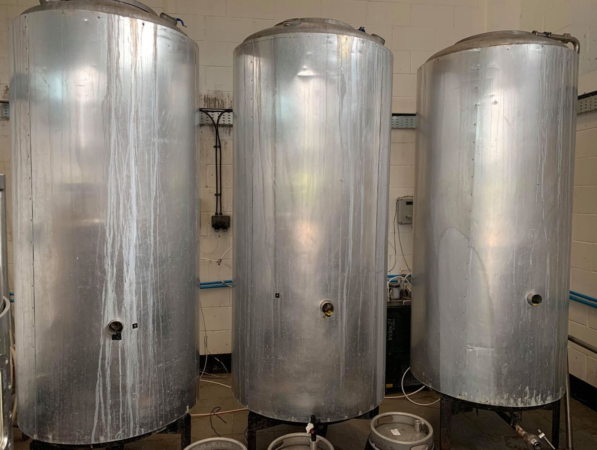 Stainless-steel 1,300-litre insulated standard dish-bottomed open vertical cylindrical fermenting
