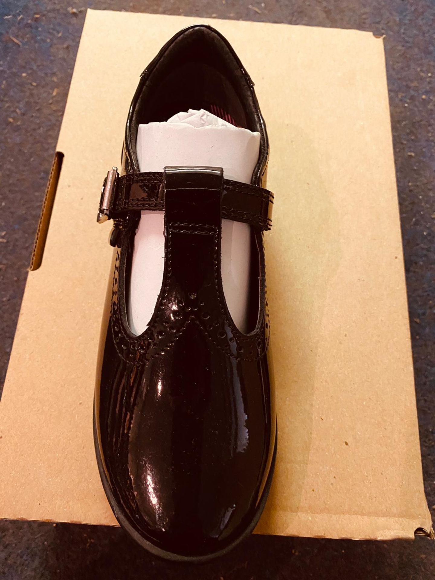 NEW AND BOXED BLACK KICKERS SHINY UK 1 - Image 2 of 2