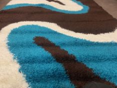 BRAND NEW SIENNA RIPPLE CHOCOLATE AND BLUE RUG 160 X 225 (693/2)