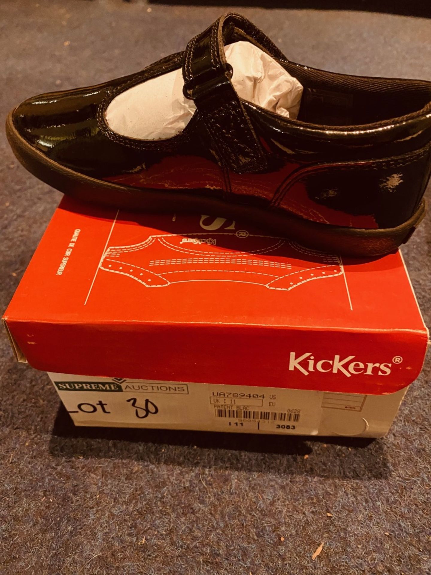 NEW AND BOXED KICKERS PATENT BLACK I-11 - Image 2 of 2