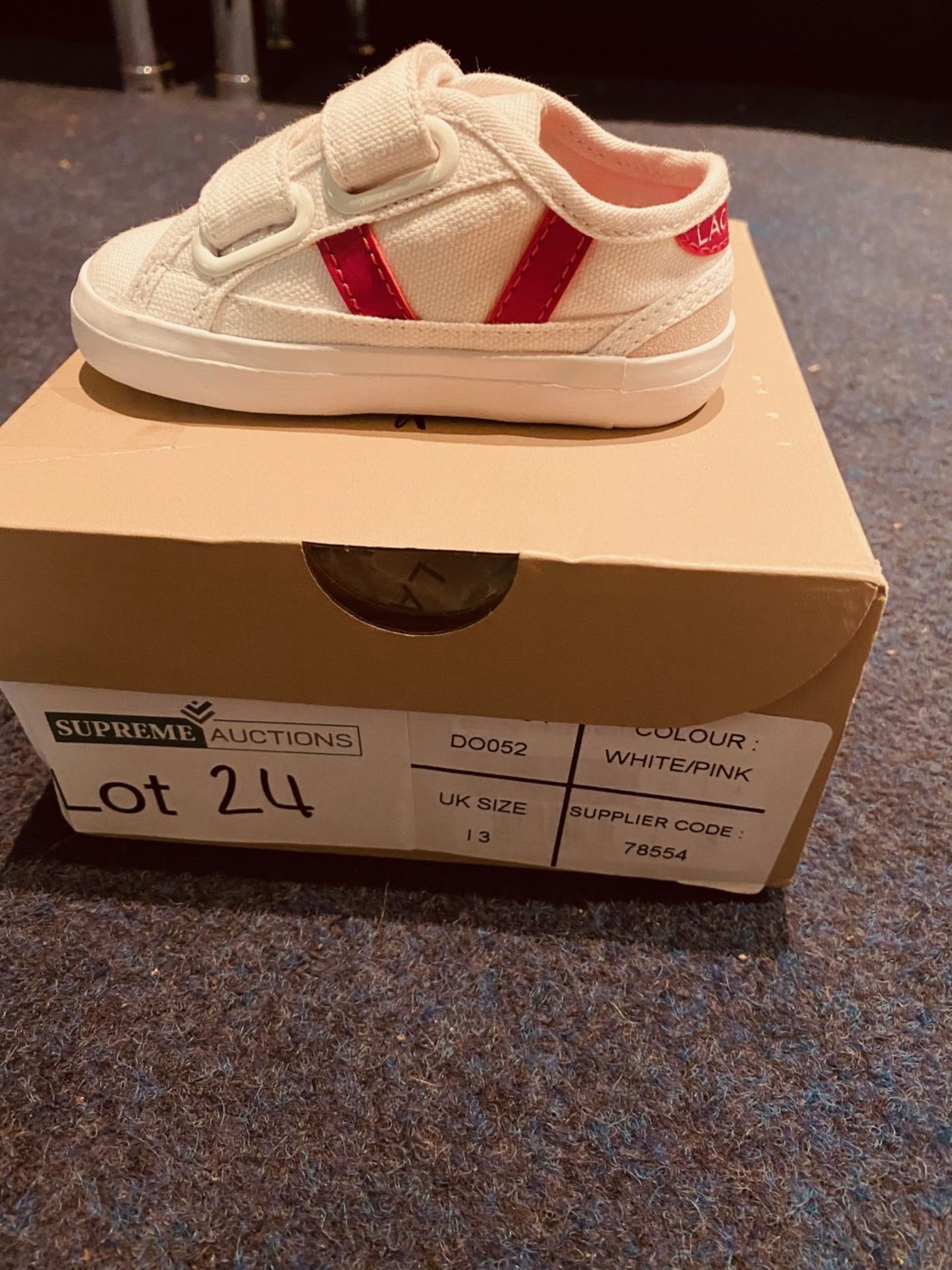 NEW AND BOXED LACOSTE WHITE/PINK UK13 - Image 2 of 2