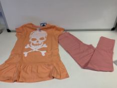 (NO VAT) 15 X BRAND NEW EDGE CHILDRENS CORAL AND PINK TOP AND LEGGINGS SETS SIZE 7-8 (45/2)