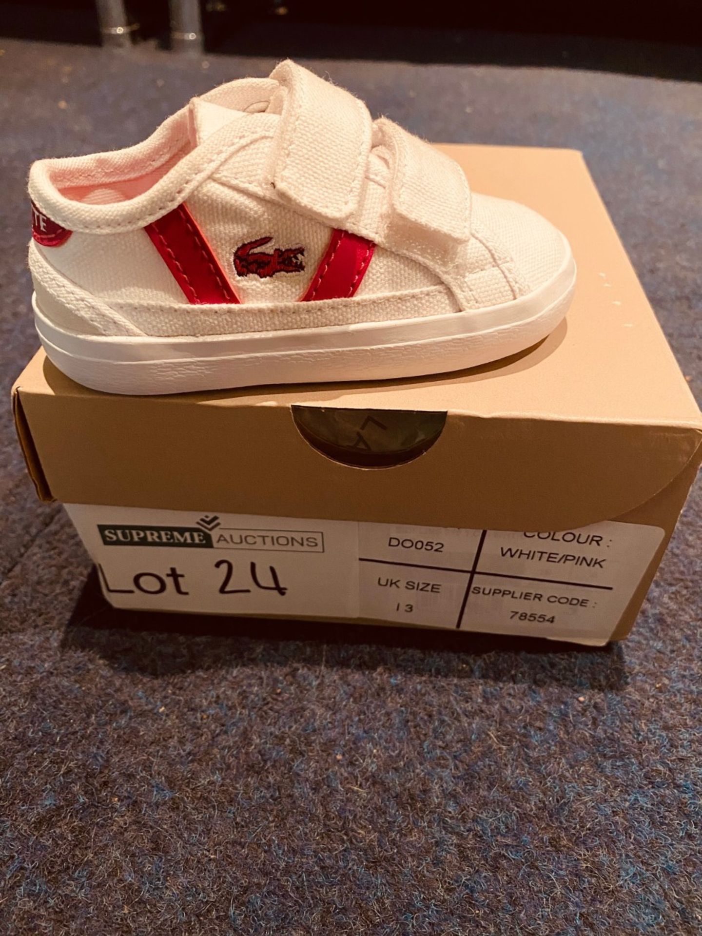 NEW AND BOXED LACOSTE WHITE/PINK UK13