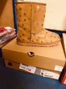 NEW & BOXED CHESTNUT SHORT UGGS WITH STARS UK JUNIOR 3