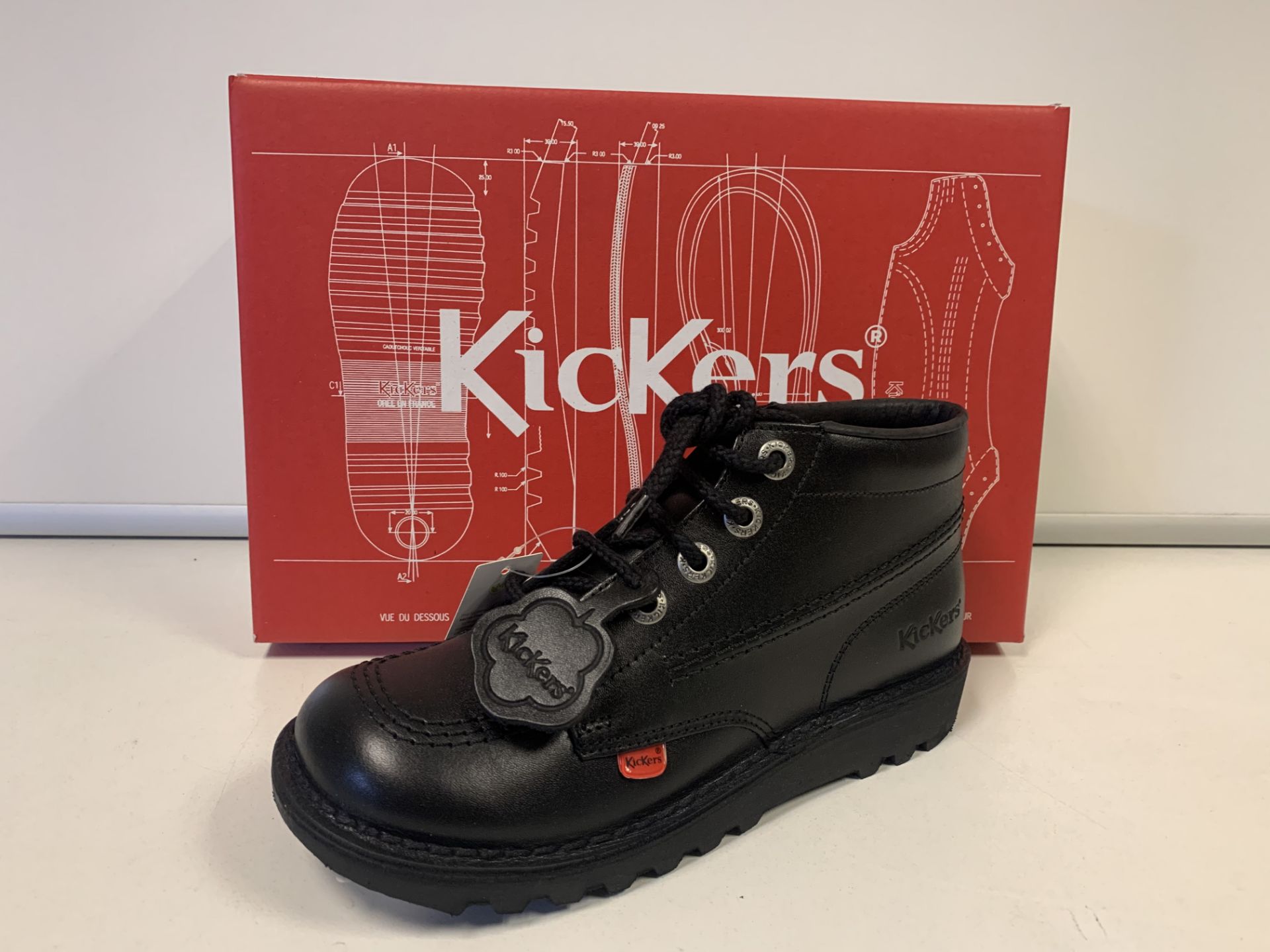 (NO VAT) 4 X BRAND NEW CHILDRENS KICKERS BLACK BOOTS SIZE J3