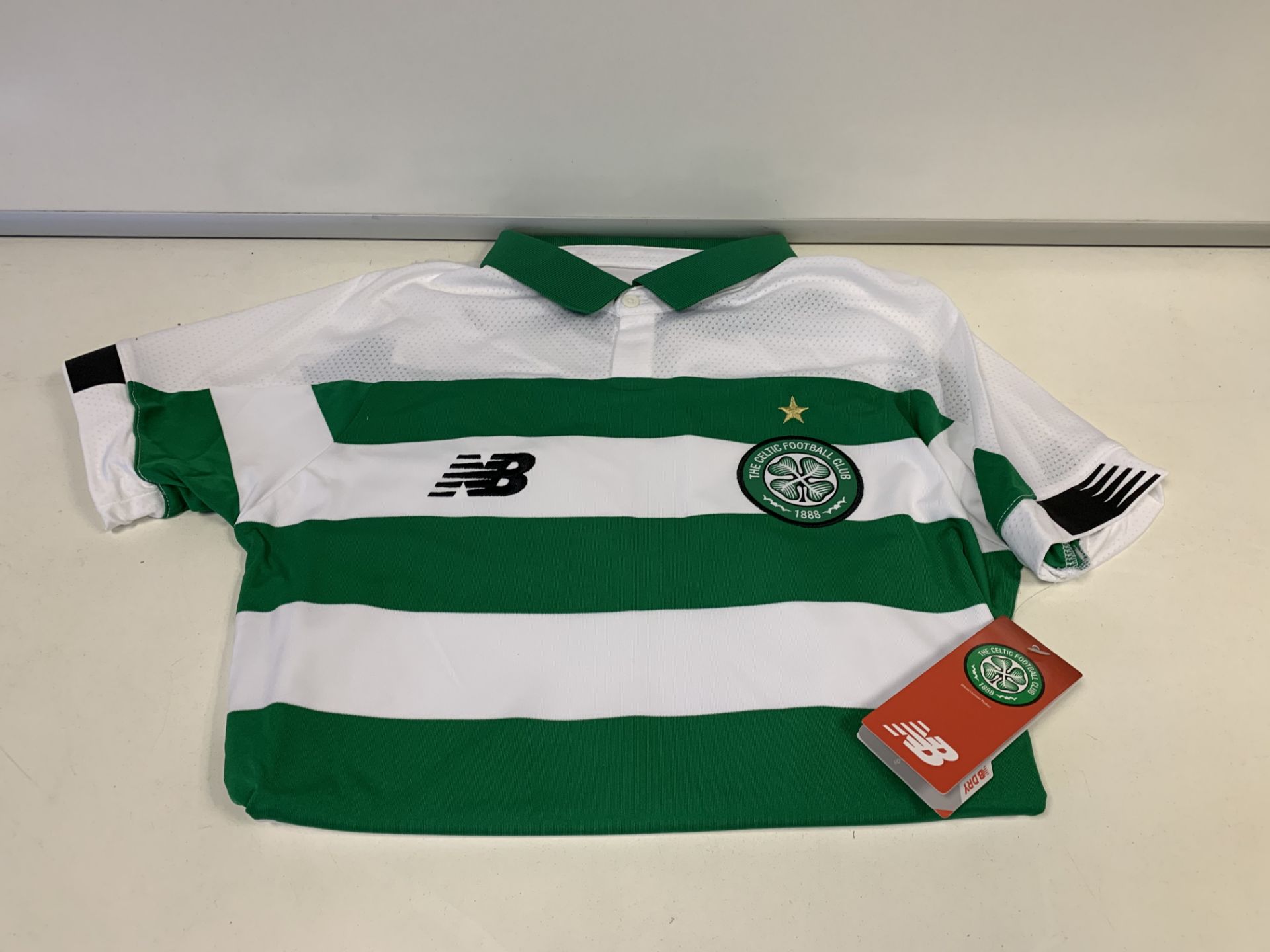 (NO VAT) 6 X BRAND NEW CHILDRENS CELTIC FC NEW BALANCE HOME SHIRTS SIZE SMALL BOYS