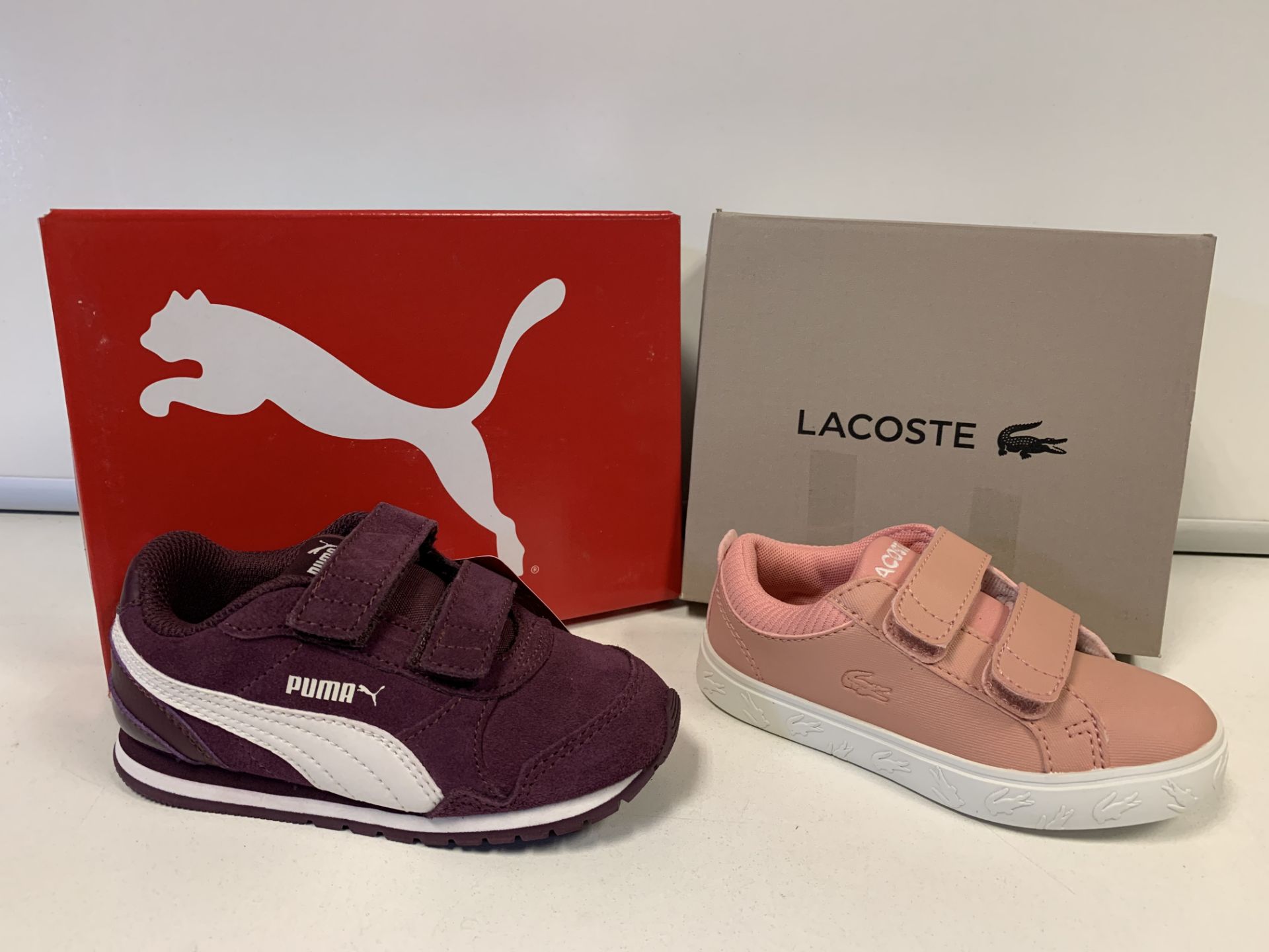 (NO VAT) 2 X BRAND NEW LACOSTE PINK TRAINERS SIZE I7 AND 2 X BRAND NEW 2 X BRAND NEW PUMA TRAINERS