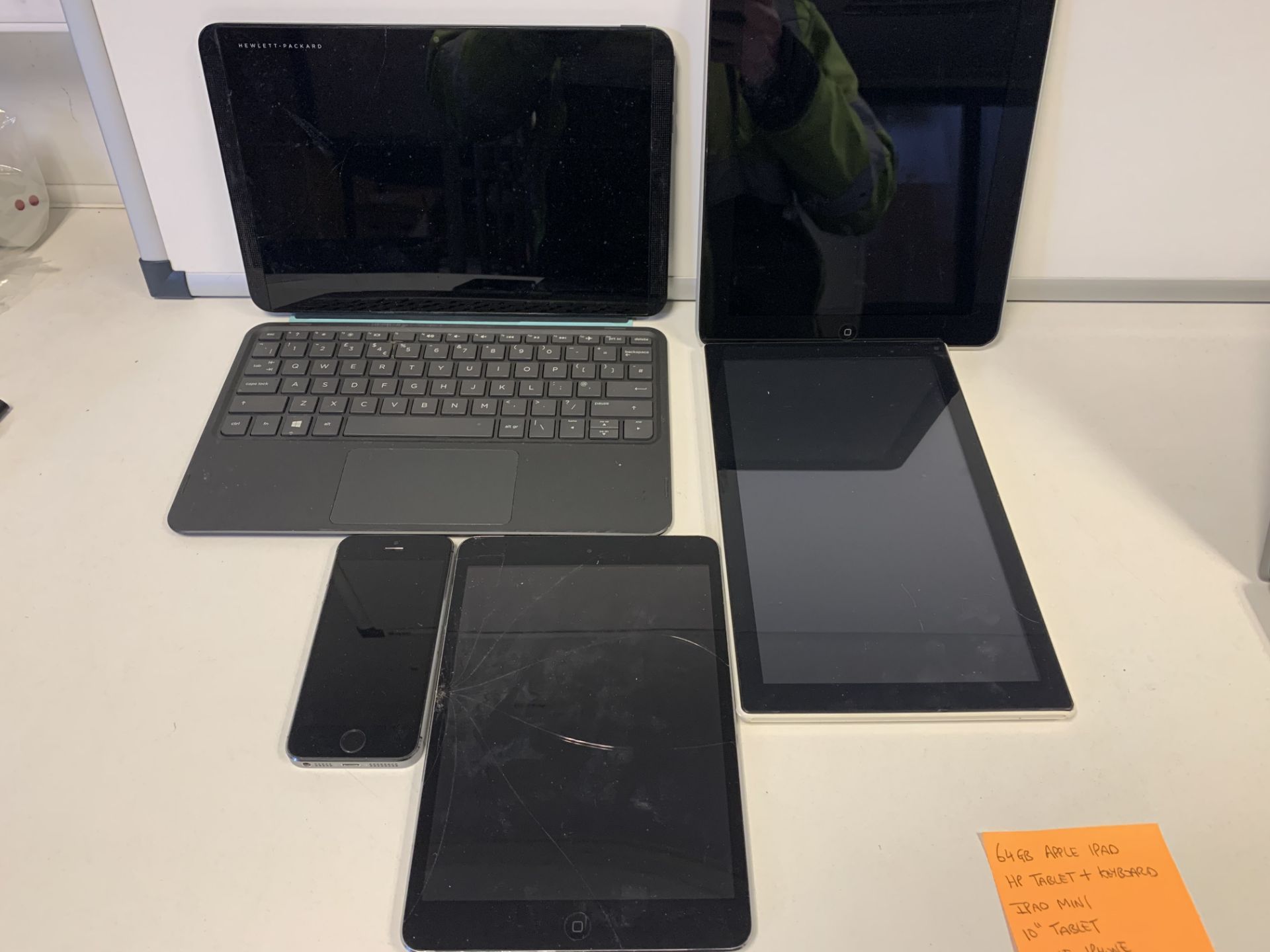 64GB APPLE IPAD, HP TABLET WITH KEYBOARD, IPAD MINI, 10 INCH TABLET, APPLE IPHONE (ALL FOR SPARES)