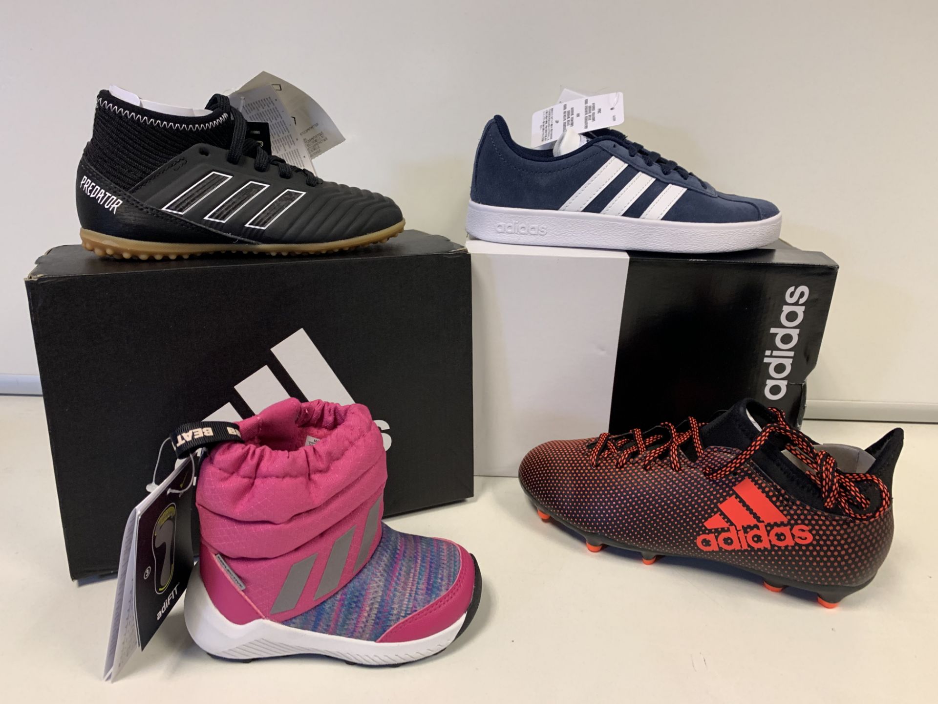 (NO VAT) 4 X BRAND NEW ADIDIAS TRAINERS IN VARIOUS STYLES AND SIZES