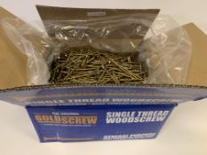 3 x NEW BOXES OF GOLD SCREW PZ. 5x100MM. EACH BOX CONTAINS APPROX. 1000 SCREWS. RRP £55 PER BOX