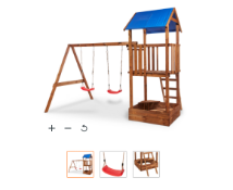 NEW Wooden Swing Set. Comes with Red swing seat, swing hook & instruction manual. Product height
