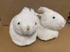 (NO VAT) 12 X BRAND NEW WHITE BUNNY SLIPPERS SIZE 2/3