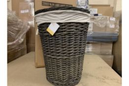6 x NEW PACKAGED TESCO LARGE WICKER LINED LAUNDRY BASKETS