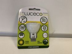 50 x NEW PACKAGED LUCECO 3.5W=25W WARM WHITE LED LIGHTBULBS. MR16 FITTING. UP TO 90% ENERGY SAVING