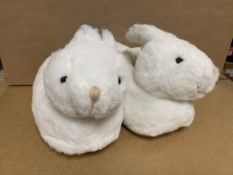 (NO VAT) 12 X BRAND NEW WHITE BUNNY SLIPPERS SIZE 2/3